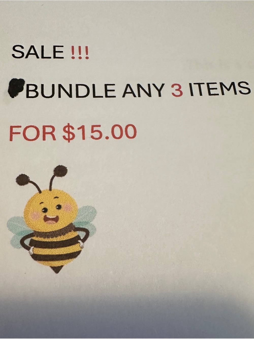 CLEARANCE
BUNDLE ANY 3
For $15
